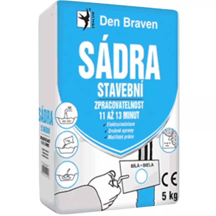 Den Braven Sádra stavební bílá Typ: pytel, Barva: bílá, Balení: 5  kg