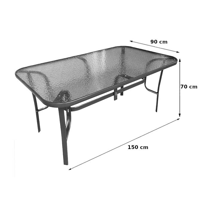 Zahradní souprava TRONDHEIM skleněný stůl + 4 křesla černá