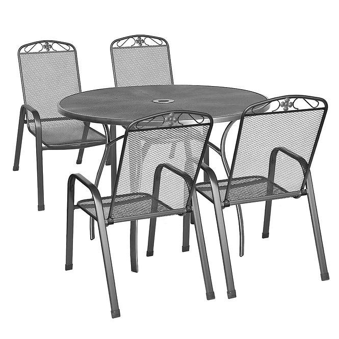 Sada kovového nábytku kulatý stůl + 4 židle
