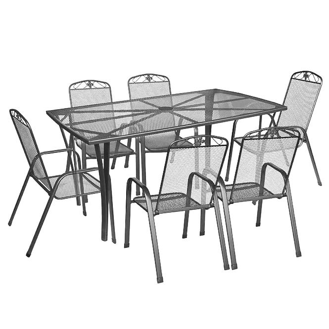 Sada kovového nábytku obdélníkový stůl + 6 židlí