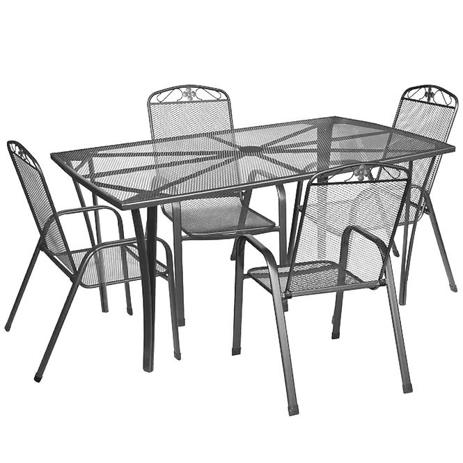 Sada kovového nábytku obdélníkový stůl + 4 židle