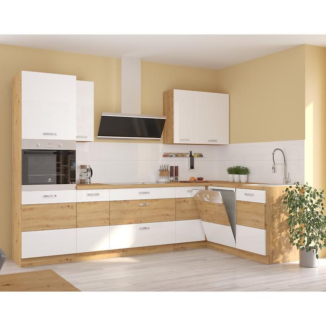 Kuchyňská skříňka Artisan 80D 3S BB, bílá/ dub artisan