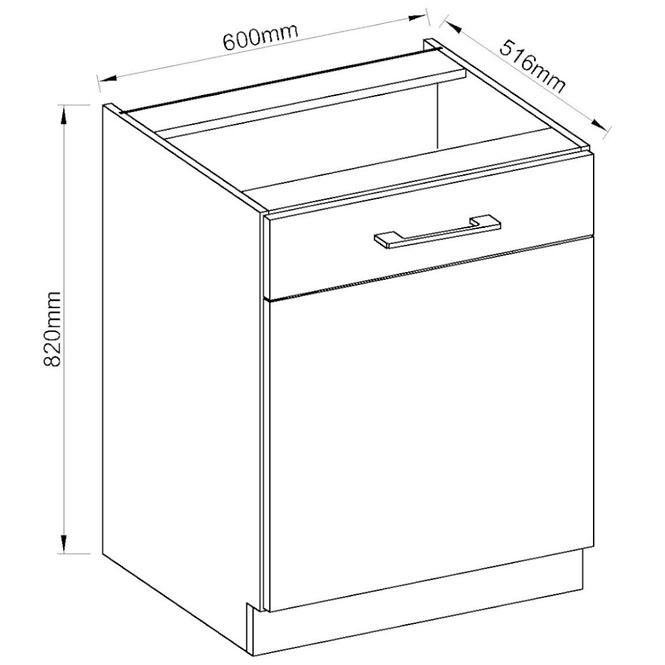Kuchyňská skříňka Vigo 60D 1F BB grafit mat/dub lancelot