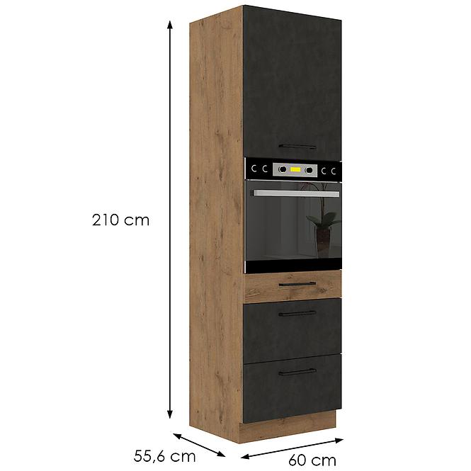 Kuchyňská skříňka Vigo 60DPS-210 3S 1F grafit mat/dub lancelot