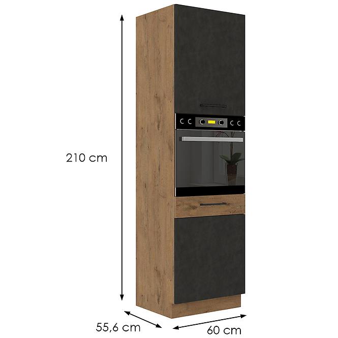 Kuchyňská skříňka Vigo 60DP-210 2F grafit mat/dub lancelot