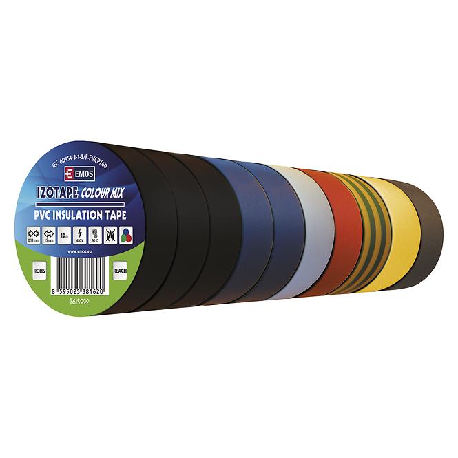 Izolační páska PVC 15mm / 10m barevný mix, 10 ks