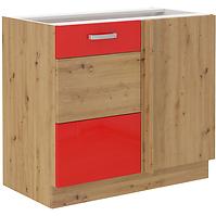 Kuchyňská skříňka Artisan 105ND 1F BB, červená/ dub artisan