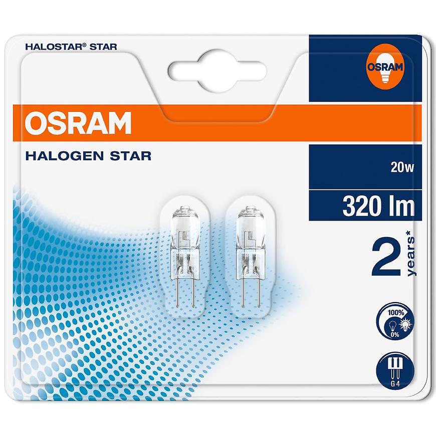 Levně Halogenová žárovka OSRAM G4 12 V 20 W stmívatelná 2 ks