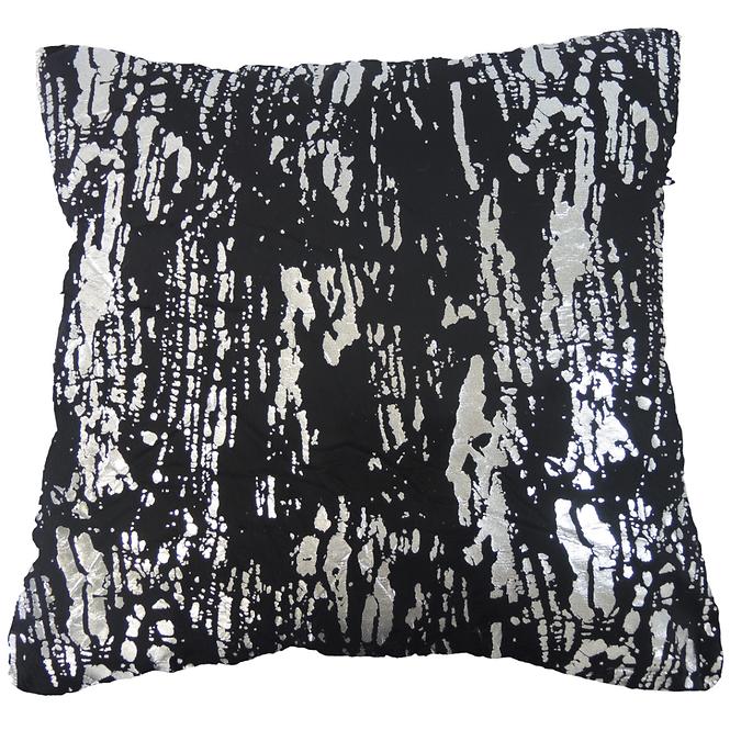 Dekorační polštář, 45x45 cm, černostříbrný 