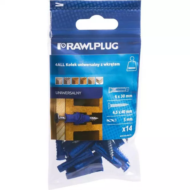 Hmoždinka univerzální uzlovací 4ALL s vrutem, 6 mm (14ks),3