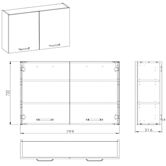 Závěsná skříňka bílá Uno 2D0S 80