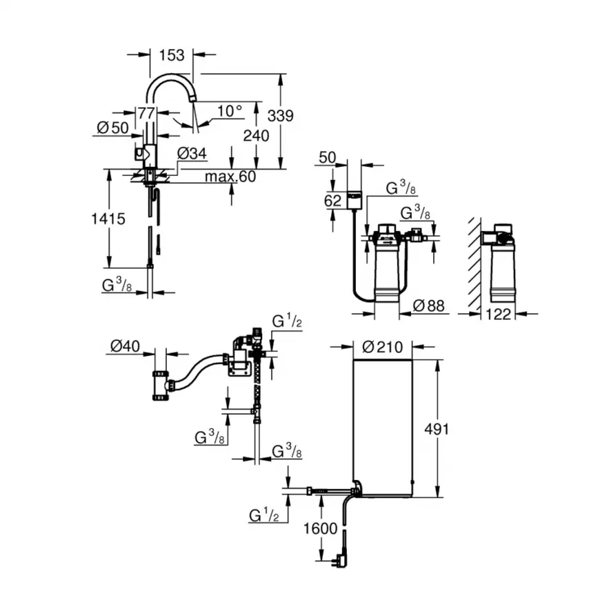 Výpusť s bojlerem stojánková GROHE RED MONO 30080001