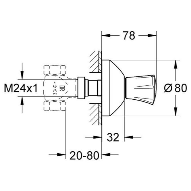 Vrchní díl podomítkového ventilu COSTA L 19808001