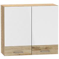 Kuchyňská skříňka Mocca, bílá lesk/světlý dub tajga, W80 