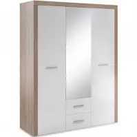 Skříň One 165cm Dub Sonoma/Bílý Lesk/Zrcadlo (korpus+dvířka)