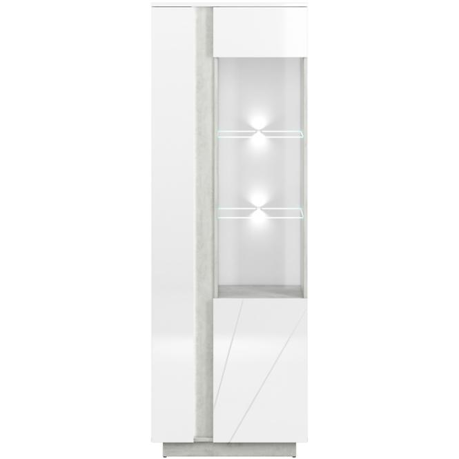 Vitrína Lumens 78 cm, bílá / beton
