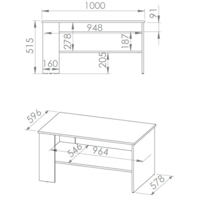 Konferenční stolek Lumens 100 cm, bílá / beton