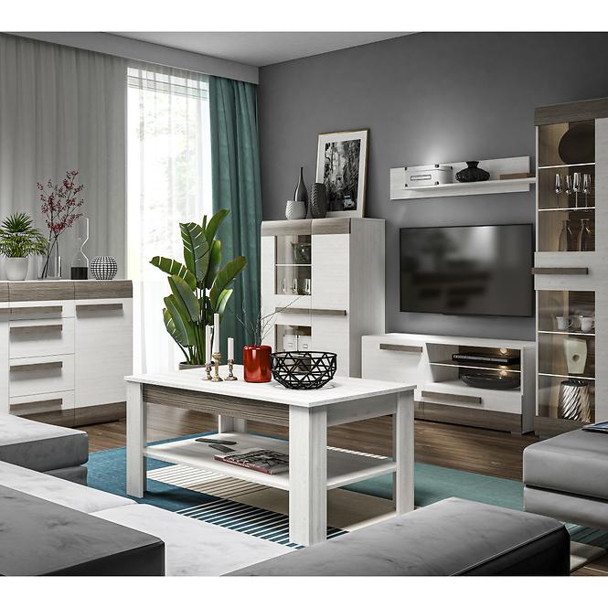 Noční stolek Blanco 46 cm, borovice sněžná / new grey