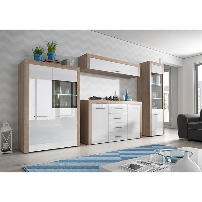 Policová skříňka One 155 cm Bílý/Dub Sonoma,6