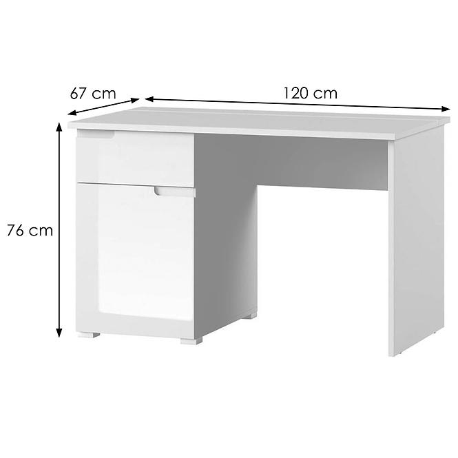 Psací Stůl Selene 120 cm Bílá Mat/Bílá Lesk