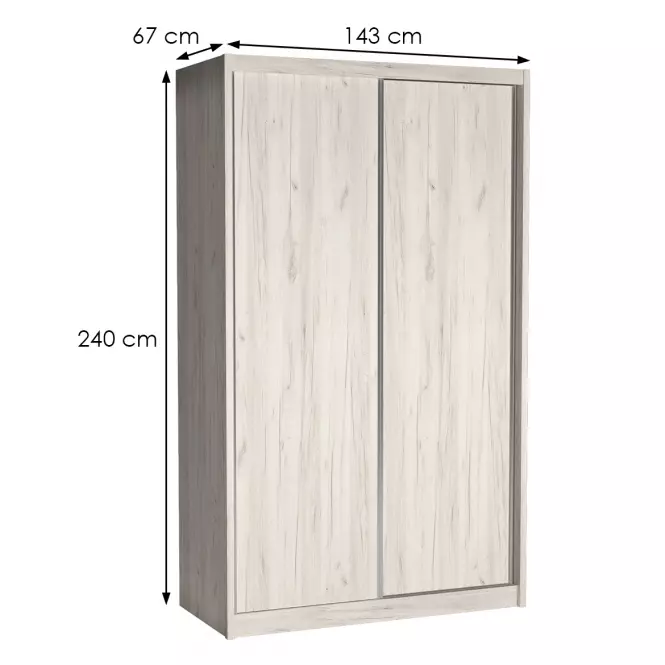 Šatní skříň Karol 143cm Dub Kraft Bílá,2
