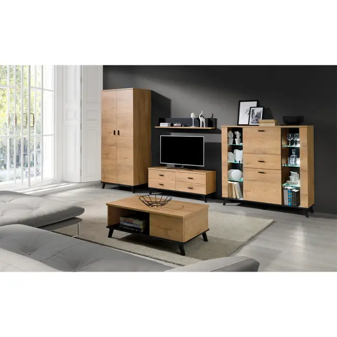 TV Skříňka John 121cm Dub Lefkas/Černá,5
