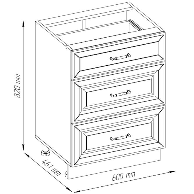 Kuchyňská skříňka Patricia 60 cm, bílá, D60 3S
