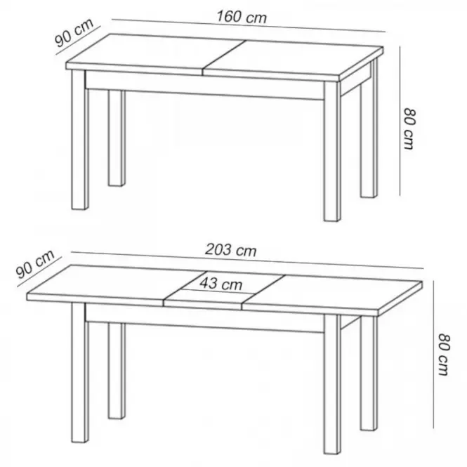 Stůl Prowansja 160x90+43 Borovice Andersen/Dub Lefkas Tmavý STD,2