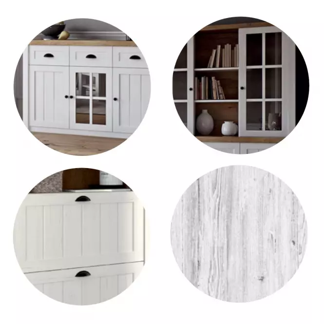 Stůl Prowansja 160x90+43 Borovice Andersen/Dub Lefkas Tmavý STD,3