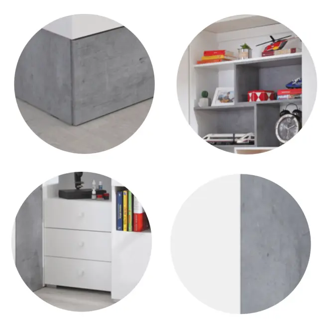 Postel Sigma 90cm Beton/Bílá/Dub
