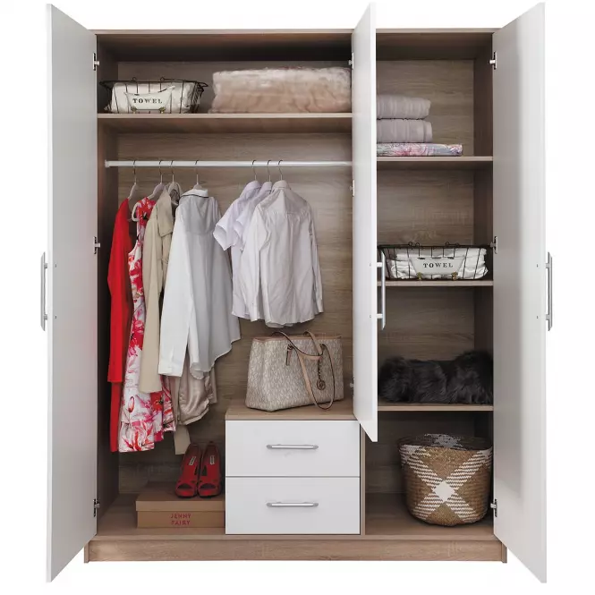 Šatní skříň Smart 150 cm Dub Sonoma/Bílá,2