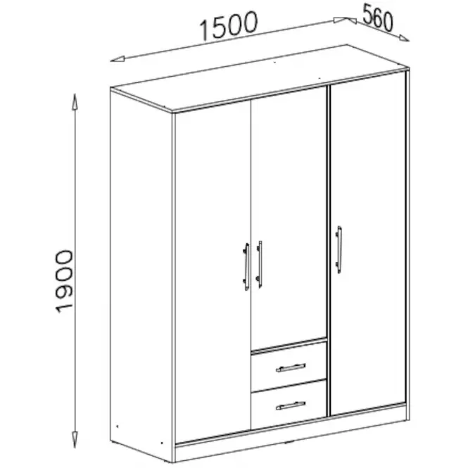 Šatní skříň Smart 150 cm Dub Sonoma/Bílá,3