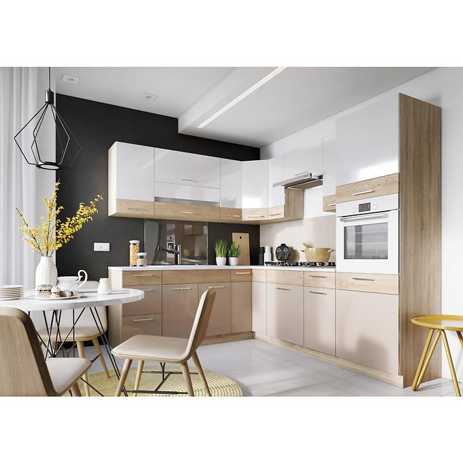 rohova kuch linka mocca 210x250cm macate bila lesk bez pracovni deskou baumax