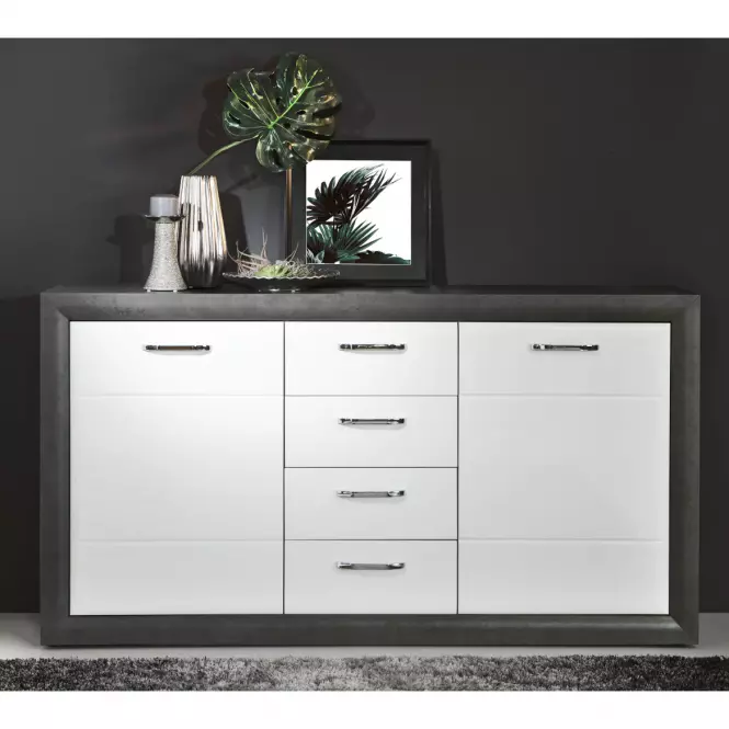 Skříň 103 cm Lenox Bílý Lesk/Beton,9