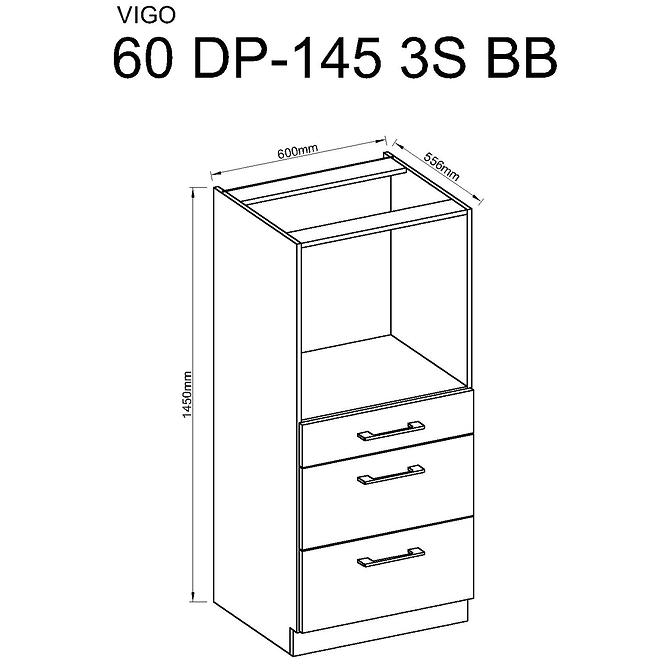 Kuchyňská skříňka Vigo HG 60DPS-145 3S BB, bílá/dub lancelot