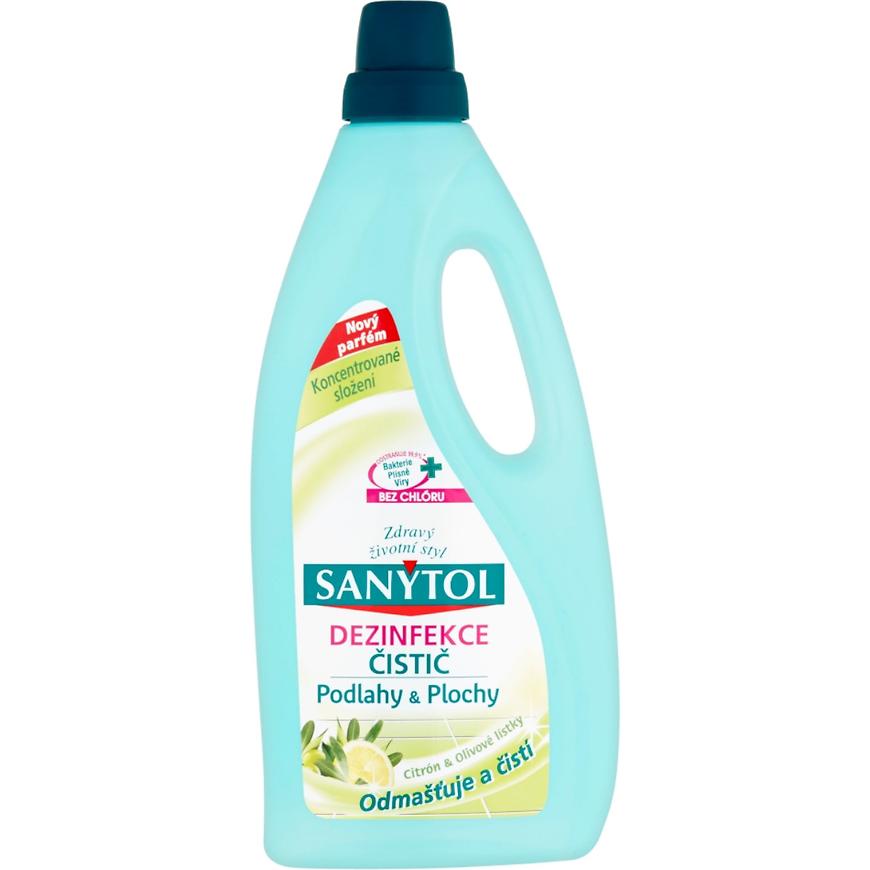Levně Dezinfekce čistič Sanytol podlahy & plochy citrón & olivové lístky 1 l