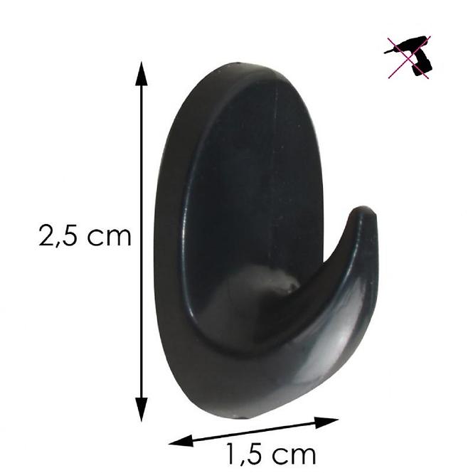 Háček plastový černý oval Whi 6ks