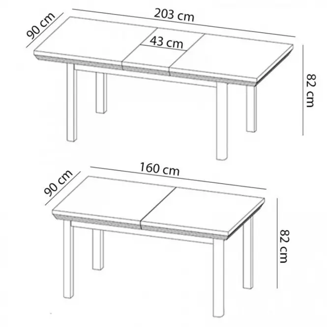 Stůl Royal 160x90+43cm Borovice Nord/Dub, ST