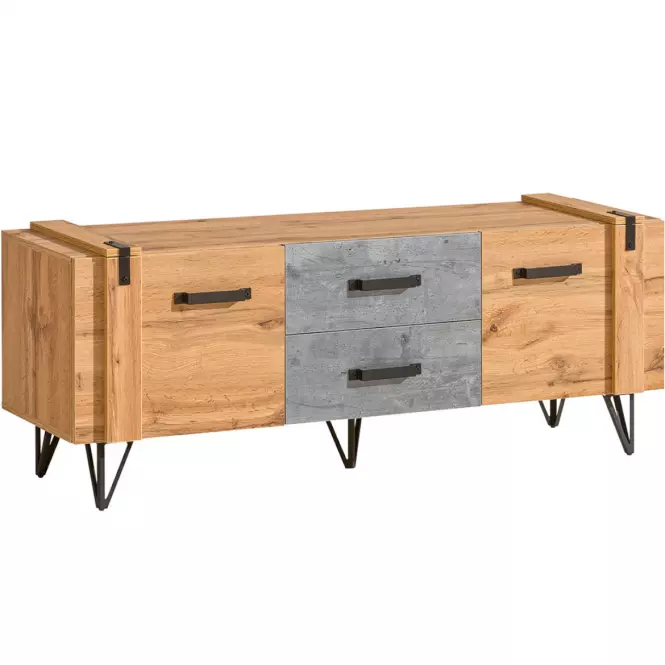 TV skříňka Lofter 135cm Dub Wotan/Beton Mill