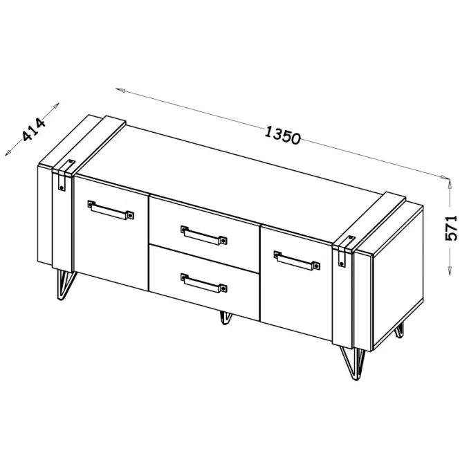 TV skříňka Lofter 135cm Dub Wotan/Beton Mill,2
