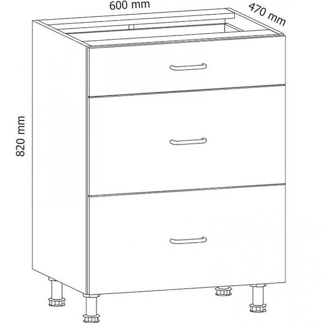 Kuchyňská skříňka Linea D60S3 Grey