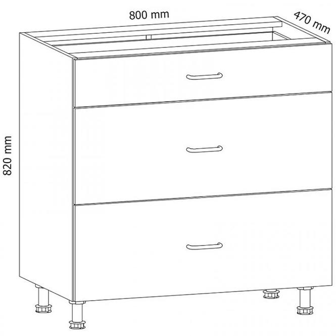 Kuchyňská skříňka Linea D80S3 Grey