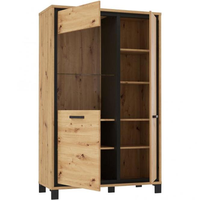 Vitrína Trondheim 101cm Dub Artisan/Černá,2
