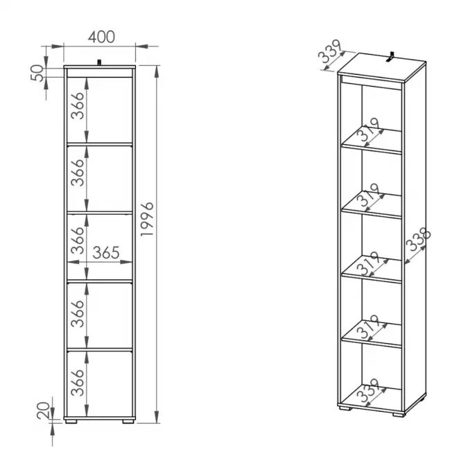 Regál Avo 40cm Dub Sonoma,2