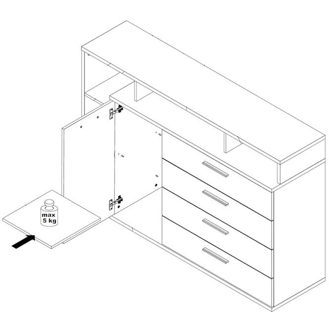 Komoda Jacky 153cm Dub Ušlechtilý / Černá,2