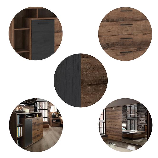 Komoda Jacky 153cm Dub Ušlechtilý / Černá,8