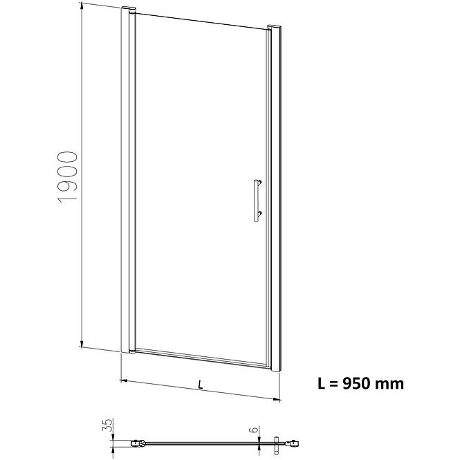 Sprchové dveře Samos 95x190 čiré sklo-chrom,4