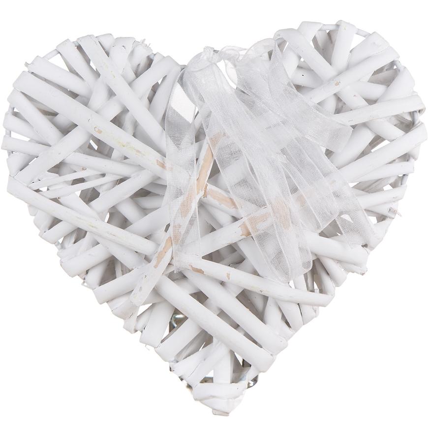 Levně Dekorace srdce 15 x 15 cm bílé 63943551
