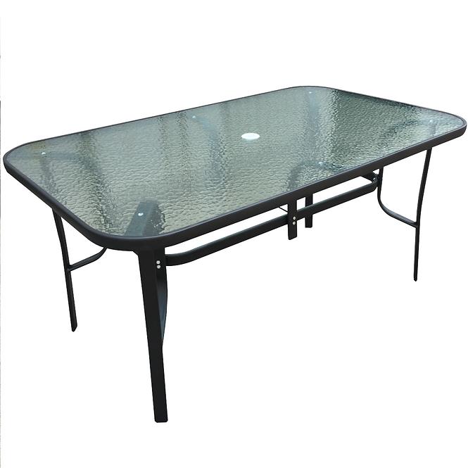 Skleněný stůl TRONDHEIM s otvorem pro slunečník černý, MT6008 ,4