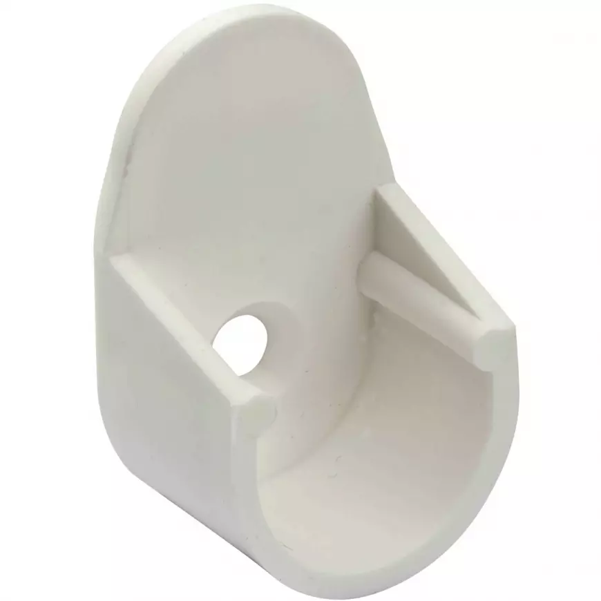 Držák šatní tyče o 18mm, plast, bílý, 2 ks
